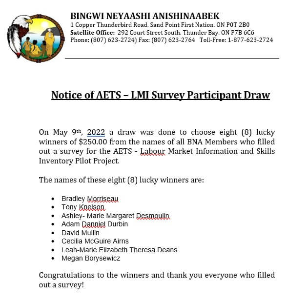 Notice of AETS - LMI Survey Participant Draw
